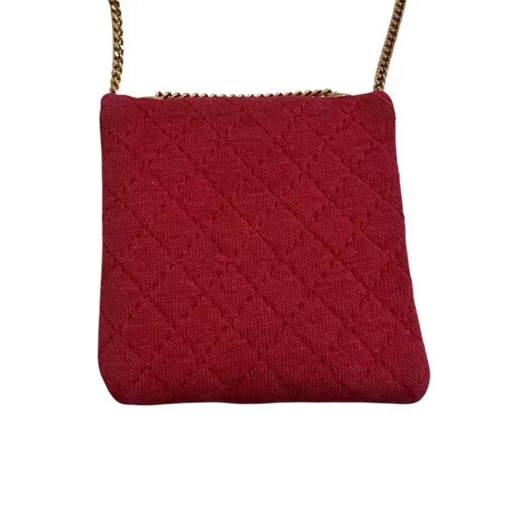 CHANEL Red Quilted Crossbody Bag with Gold Chain